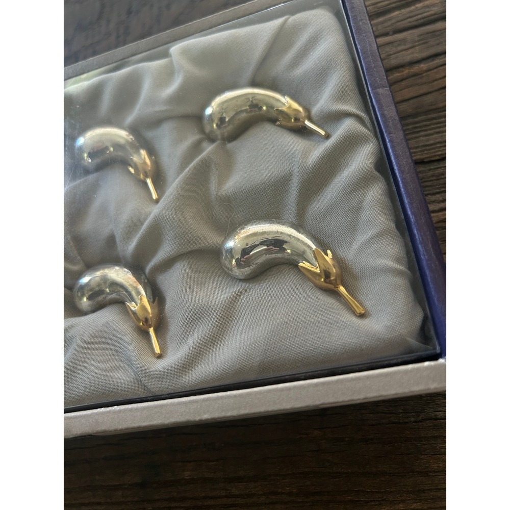 Vintage Joie de Vivre Silverplate Eggplant Aubergine Knife Rests Set of 6 Boxed - Picture 5 of 7